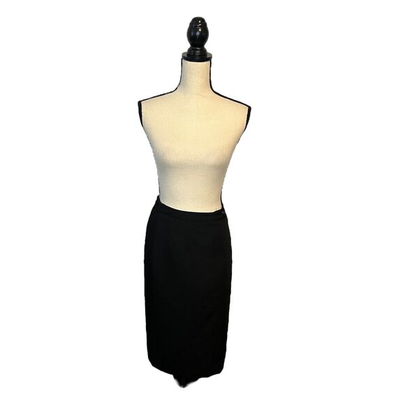 Vintage 80s Joan Leslie Size 12 Black Midi Professional Pencil Skirt - Picture 2 of 7